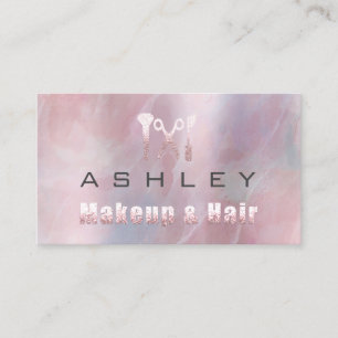 Tarjeta De Visita Hair Salon Makeup Artista Nombramiento Rosa Gris