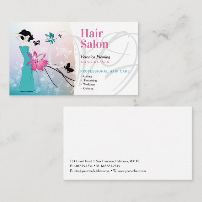 Tarjeta De Visita Hair Salon | Profesional (Anverso / Reverso)