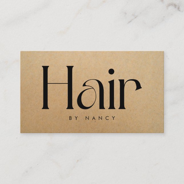 Tarjeta De Visita Hair Salon Rustic Kraft  Business Card (Anverso)