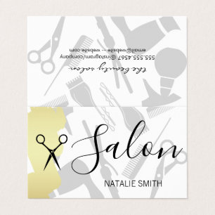 Tarjeta De Visita Hair Salon Tools y Gold Brushed