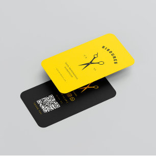 Tarjeta De Visita Hair Scissors Hairstylista Código Qr Minimalista