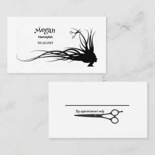 Tarjeta De Visita Hair & Scissors Silhouette Hairstylist Business Ca