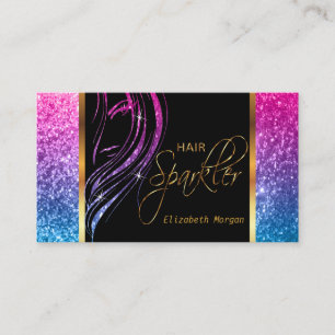 Tarjeta De Visita Hair Sparkler en un Purpurina de colores alegres