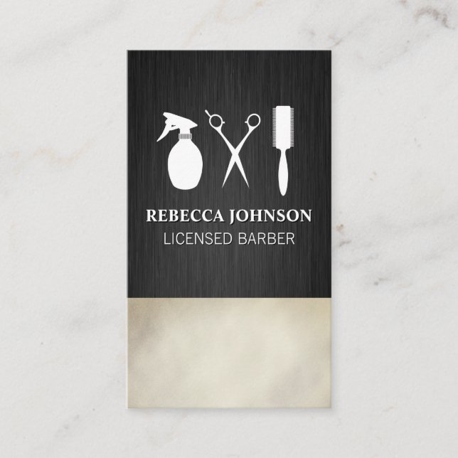 Tarjeta De Visita Hair Stylist Barber Tools | Elegante (Anverso)