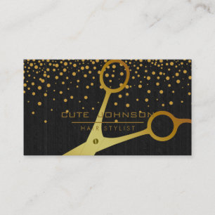 Tarjeta De Visita Hair Stylist Black Professional Fashion Gold Faux
