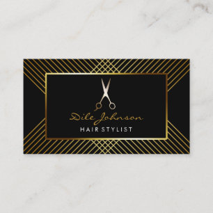 Tarjeta De Visita Hair Stylist BlackGold Purpurina Saloon Profession