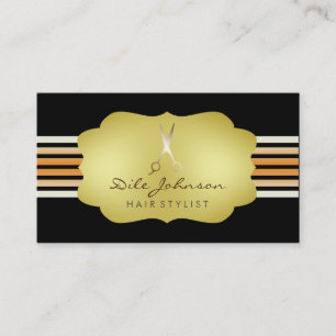 Tarjeta De Visita Hair Stylist BlackGold Purpurina Saloon Profession