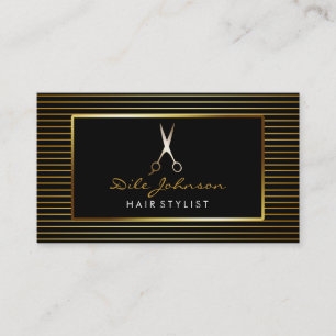 Tarjeta De Visita Hair Stylist BlackGold Purpurina Saloon Profession