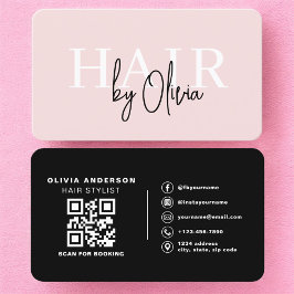 Tarjeta De Visita  Hair Stylist Blush Pink QR Code