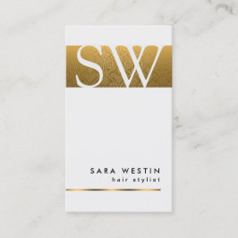 Tarjeta De Visita Hair Stylist Bold Gold Monograma Business Card