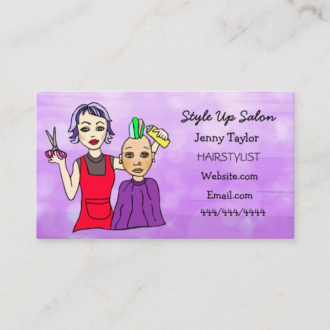 Tarjeta De Visita Hair Stylist Business Name Salón de belleza (Anverso)