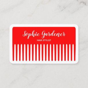 Tarjeta De Visita Hair Stylist - Comb - #FF0000 (Rojo)