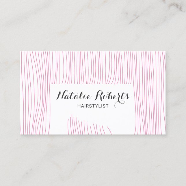 Tarjeta De Visita Hair Stylist Cute Pink Hair Hairdresser (Anverso)