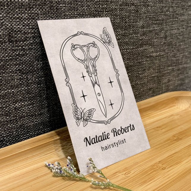 Tarjeta De Visita Hair Stylist Cute Scissor & Butterflies QR Code (Subido por el creador)