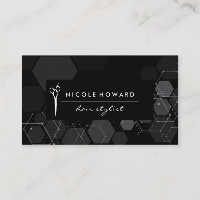 Tarjeta De Visita Hair Stylist | Diseño moderno | Geométrico (Anverso)