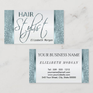 Tarjeta De Visita Hair Stylist en un Purpurina azul