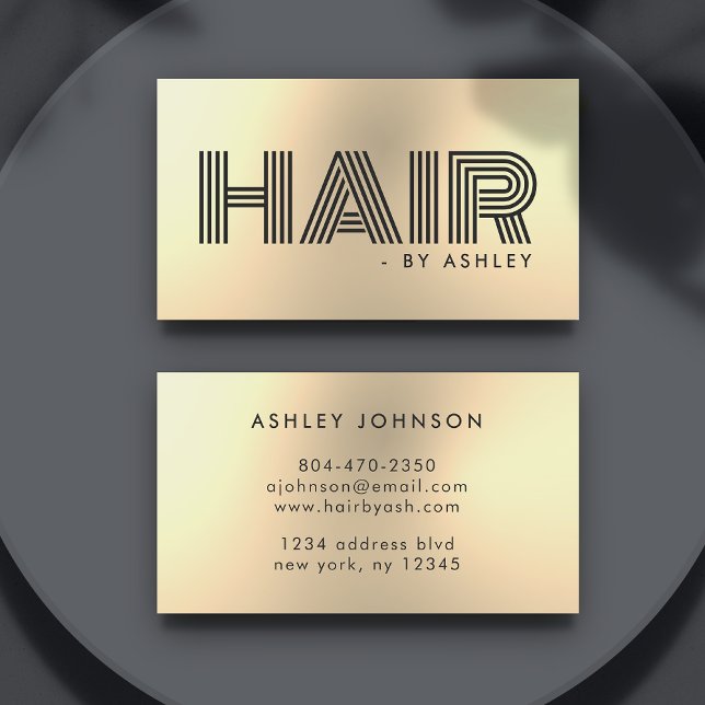 Tarjeta De Visita Hair Stylist Gold Modern Metallic Profesional (Hair Stylist Gold Modern Metallic Professional Business Card
)