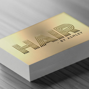Tarjeta De Visita Hair Stylist Gold Modern Metallic Profesional