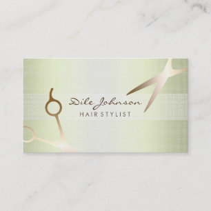 Tarjeta De Visita Hair Stylist Gold Purpurina Saloon Linen Lime