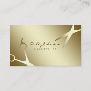 Tarjeta De Visita Hair Stylist Gold Purpurina Saloon Professional