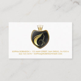 Tarjeta De Visita Hair Stylist Gold Script Scisors Crown