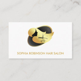 Tarjeta De Visita Hair Stylist Gold Script Scissors Comb Personaliza