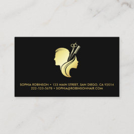 Tarjeta De Visita Hair Stylist Gold Script Scissors Unisex Personali