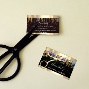 Tarjeta De Visita Hair Stylist Hairdresser Coiffeur Gold Scissors