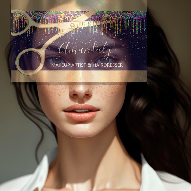 Tarjeta De Visita Hair Stylist Hairdresser Coiffeur Tijeras Arcoiris (Hair Stylist Hairdresser Coiffeur Rainbow Scissors Business Card)