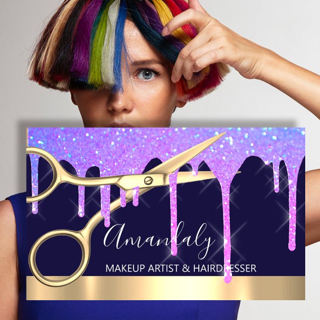 Tarjeta De Visita Hair Stylist Hairdresser Dris Scissors Coiffeur (Hair Stylist Hairdresser Drips Scissors Coiffeur Business Card)