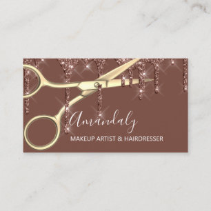 Tarjeta De Visita Hair Stylist Hairdresser Gold Scissors Coiffeur
