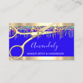 Tarjeta De Visita Hair Stylist Hairdresser Holograph Drits QR Blue