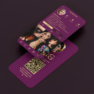 Tarjeta De Visita Hair Stylist Hairdresser Instagram Luxury Purple