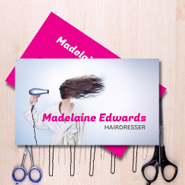 Tarjeta De Visita Hair Stylist Hairdresser Pink Stylish Moderno