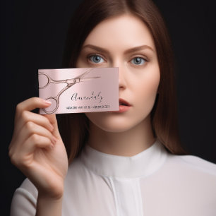 Tarjeta De Visita Hair Stylist Hairdresser Rosa de tijeras modernas