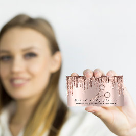 Tarjeta De Visita Hair Stylist Hairdresser Scissors Rosa Gold Drip