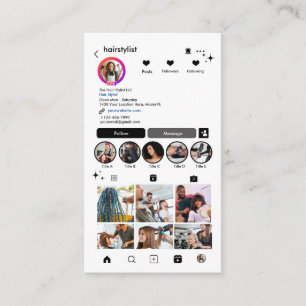 Tarjeta De Visita Hair Stylist Instagram Black   Buscar para conecta