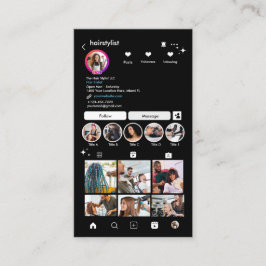 Tarjeta De Visita Hair Stylist Instagram Black | Buscar para conecta