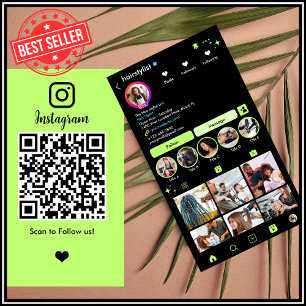 Tarjeta De Visita Hair Stylist Instagram Lime Green Scan para conect