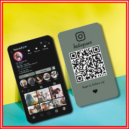 Tarjeta De Visita Hair Stylist Instagram Sage Green Scan para conect