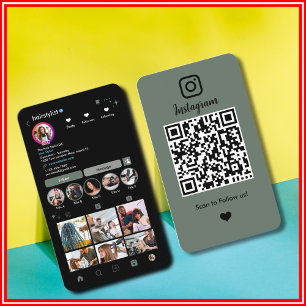 Tarjeta De Visita Hair Stylist Instagram Sage Green Scan para conect