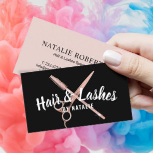 Tarjeta De Visita Hair Stylist Lashes Salón De Belleza Rubor Rosa Go