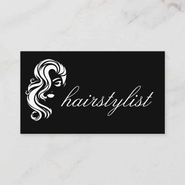 Tarjeta De Visita Hair Stylist | Logo de belleza femenina (Anverso)