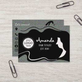 Tarjeta De Visita Hair Stylist Long Black Hair