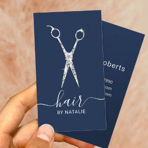 Tarjeta De Visita Hair Stylist Luxury Scissor Beauty Salon Navy Blue