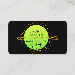Tarjeta De Visita Hair Stylist Makeup Artista Bobby Pins Salon Green