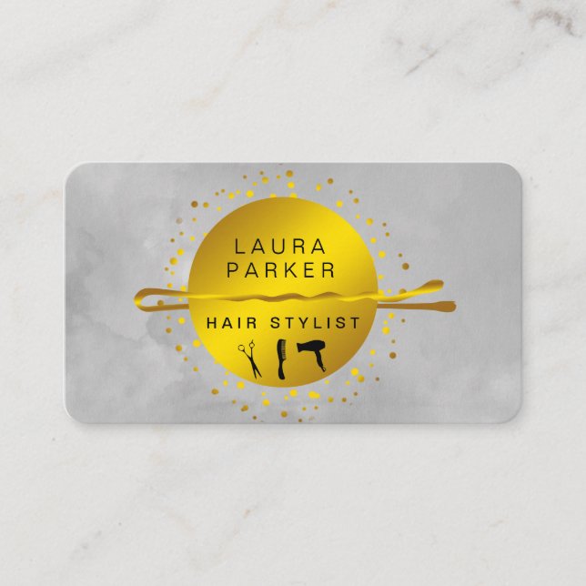 Tarjeta De Visita Hair Stylist Makeup Artista Salon Bobby Pins (Anverso)