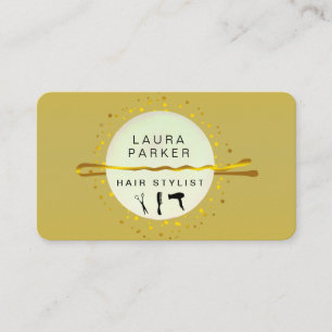 Tarjeta De Visita Hair Stylist Makeup Artista Salon Gold Green