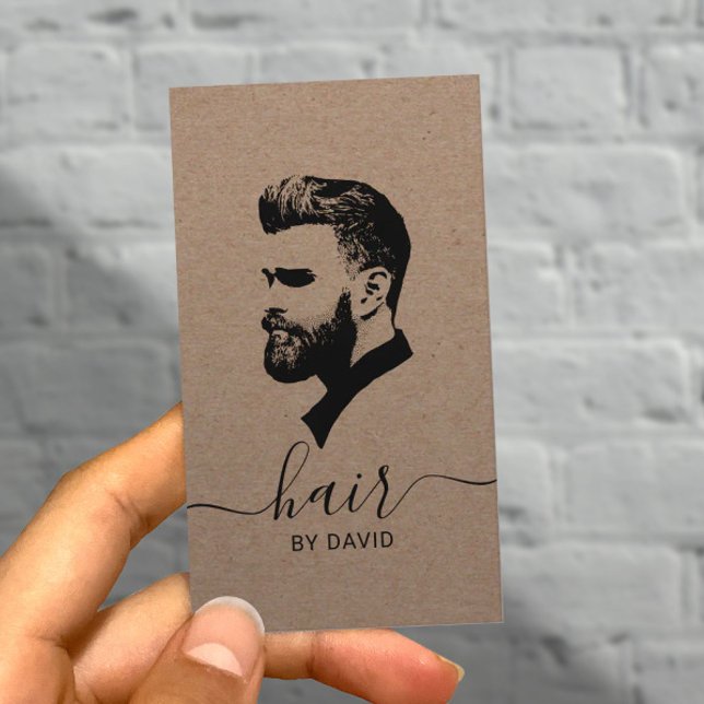 Tarjeta De Visita Hair Stylist Master Barber Shop Rustic Kraft (Subido por el creador)