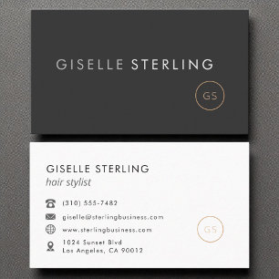 Tarjeta De Visita Hair Stylist Minimalista Luxury Black